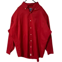 無地 シンプル 単色 レッド 赤 XL ポロジーンズ ボタンダウン オーバーサイズ シャツ レディース ユニセックス メンズ 古着 長袖