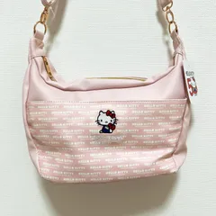 【未使用タグ付】Sanrio Hello Kitty サンリオ ハローキティ 50th キティ刺繍 横がけショルダーバッグ ピンク ロゴ