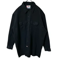 3XL ブラック 黒 ディッキーズ ワーク オーバーサイズ ストリート 無地 シンプル 単色 シャツ レディース ユニセックス メンズ 古着 長袖