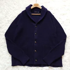 近年モデル　現行　POLO RALPH LAUREN　ポロラルフローレン　ショールカラー　コットン　ニット　カーディガン　ホームクリーニング可能　オーバーサイズ　ビッグシルエット　ネイビー　L
