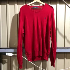 1038 POLO RALPH LAUREN セーター レッド XL ポロラルフローレン ニット ワンポイント 刺繍ロゴ ポロポニー ウール 古着卸 アメリカ仕入