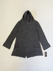 新品 タグ付 アウター フード ロング丈 パーカー グレー 秋冬 冬服 シンプル L