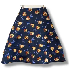 UNTITLED アンタイトル ローズジャガードスカート  BC153-7641JJ イタリア製生地 LIMONTA ジャガード フレアスカート 日本製 ネイビー ローズ柄  2サイズ  レディース 秋 ゴーゴー古着マルイ草加店2627