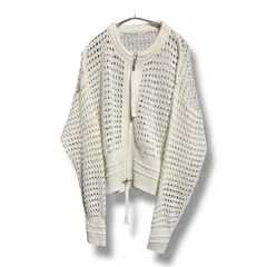 ADAM ET ROPE アダムエロペ メッシュニットブルゾン ジップアップ ニットジャケット 透け感 長袖 定価14960円 トップス レディース サイズF ホワイト 久喜倉庫店 4 No.K975