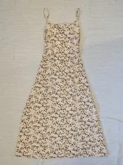 美品 NANO universe ナノユニバース ワンピース  花柄 総柄 ドレス キャミワンピ ロング丈 フレア お洒落 ベージュ