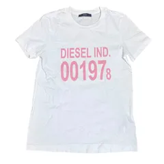 極美品 ディーゼル DIESEL Tシャツ カットソー 半袖 ロゴ XS クルーネック 丸首 ホワイト 白 レディース