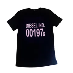 極美品 ディーゼル DIESEL Tシャツ カットソー 半袖 ロゴ XS クルーネック 丸首 ブラック 黒 レディース