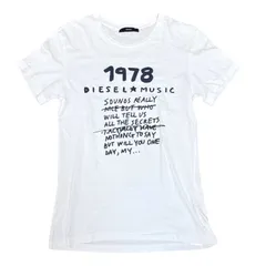 美品 ディーゼル DIESEL Tシャツ カットソー 半袖 ロゴ XS クルーネック 丸首 ホワイト 白 XS レディース