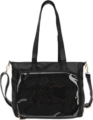 HARGIO(ハルジオ) 痛バッグ ショルダー トート 推し活バッグ ショルダーバッグ トートバッグ ハンドバッグ 2WAY 痛バック 可愛い グッズ ぬいぐるみ 鞄 人気 シート 付属 おしゃれ かわいい (ブラック,  大)