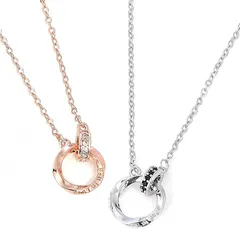 HARGIO(ハルジオ) 2点セット ペアネックレス レディース メンズ カップル お揃い 細め レディースネックレス 人気 チェーン 細い アクセサリー ジュエリー ペンダント 普段使い 結婚式 大人 プレゼント (シルバー,  FREE)