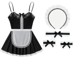 【ベビードール】ブラック×ホワイト ランジェリー セクシー コスプレ メイド服 可愛い シースルー レース 黒 下着 Tバック 251202W001
