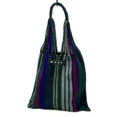 MARNI(マルニ) トートバッグ ハンモックバッグ ダークグリーン×ライトグレー×マルチ ストライプ