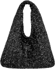 HARGIO(ハルジオ) スパンコールバッグ パーティーバッグ レディース トート トートバッグ ハンドバッグ 手提げ ミニバッグ 小さめ 軽量 おしゃれ かわいい 結婚式 ドレス キラキラ バック 鞄 カバン 人気 (ブラック)