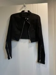 ザラ クロップド デニム バイカージャケット