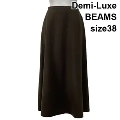 ◆ デミルクスビームス Demi-Luxe BEAMS フレアロングスカート ロング丈 Aライン オリーブ 毛混 38 M 9号 レディース S5Y022