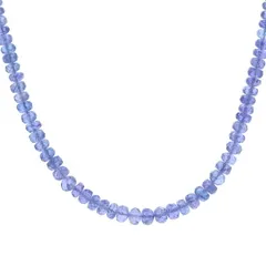 K18WG ホワイトゴールド ネックレス  含浸タンザナイト 一連 ボタンカット カットビーズ 45.5cm【新品仕上済】【zz】【中古】