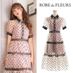 【ROBE de FLEURS / ローブドフルール】ドットチュールｘマキシキャバドレス fm2466