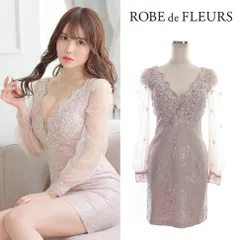 【ROBE de FLEURS / ローブドフルール】スカラップカットｘチュールスリーブミニキャバドレス fm2575