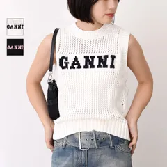 GANNI ガニー トップス ベスト ニットベスト COTTON ROPE VEST K2047 K2032 レディース ブラック ホワイト ロゴ レイヤードのサムネイル