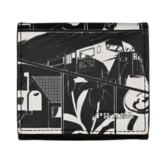 PRADA プラダ レザー スクエア コインケース ブラック 小銭入れ  コスミックシリーズ (24730)