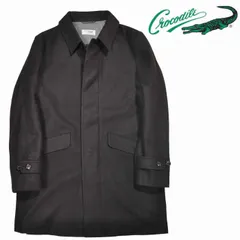[クロコダイル] ステンカラーコート 長袖ウール混ジャケット 前ファスナー キュプラ裏地