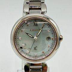 CITIZEN 시티즌 XC 크로스시 H060-T027270 에코 드라이브 전파 시계 화이트 쉘 티타늄 데이트 표시 여성 시계 시계