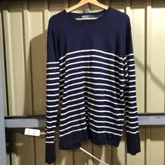 1051 Polo by Ralph Lauren セーター ネイビー ホワイト L ポロバイラルフローレン ニット ボーダー柄 コットン 古着卸 アメリカ仕入