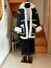 ブラック スウェード 白 ファー ジャケット