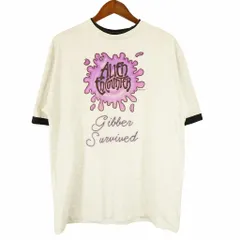 90年代 USA製 MICKEY INK ALIEN ENCOUNTER ディズニー 半袖 リンガーＴシャツ 丸首 グレー (メンズ XL)  O3923 中古 古着