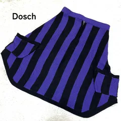 【Dosch】ドスチ ストライプ 変形 ひざ丈 スカート ニット 黒 紫 サイズM