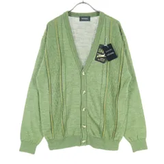 未使用 VIVERE 日本製 長袖 Vネック カーディガン L グリーン メンズ 古着