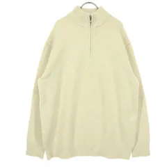 美品 UNIQLO ユニクロ 長袖 ハーフジップ ニット XL ホワイト メンズ 古着