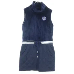 美品 23ku ニジュウサンク ワッペン ゴルフ ノースリーブ 中綿ベスト S-M ネイビー ボア レディース 古着