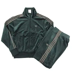 アディダス adidas ファイヤーバード ベロア ジャージ セットアップ トップ ジャケット トラックパンツ シャドーグリーン XS