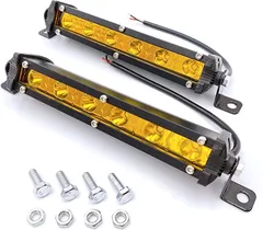Meliore LED ライトバー ワークライト 18w 12V 24V 防水 作業灯 釣り アウトドア フォグ ランプ オフロード SUV バイク ランクル ジムニー 2個 セット 黄色 (イエロー,  ワンサイズ)のサムネイル