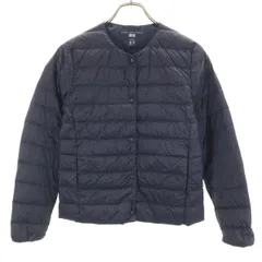 美品 UNIQLO ユニクロ ピンドット ウルトラライトダウンジャケット S ネイビー レディース 古着