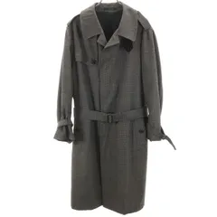 Y’s for men ワイズフォーメン 日本製 ウール ハウンドトゥース柄 ステンカラーコート 4 グレー ヨウジヤマモト メンズ 古着