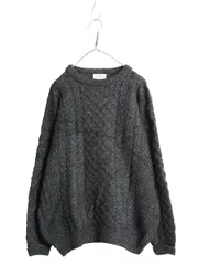 【お得なクーポン配布中!】 90s アイルランド製 エルエルビーン フィッシャーマン ニット セーター メンズ L 古着 オールド ウール アラン ケーブル ローゲージ グレー