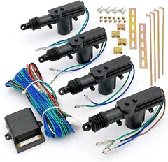 Meliore 集中ドアロック キット アクチュエーター 付き キーレス エントリー 用 セントラル 電動 自動 車用 自動車 12V 汎用 社外品 4ドアセット (ブラック,  ワンサイズ)