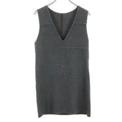 LANVIN ランバン ウールブレンド ノースリーブ Vネック ワンピース 36 グレー レディース 古着のサムネイル