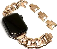 Royce&Roland 互換品/代替品 チェーンバンド おしゃれ 時計 ステンレス/シルバー 工具不要/メンズ レディース ギフト プレゼント アップルウォッチ 40mm 41mm 42mm (ピンクゴールド,  40mm 41mm 42mm)