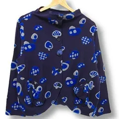 ☆【1点限り】【極美品】【日本製】慈雨 ジウ JIU センソユニコ 長袖 ニットソー シャツジャケット ブラウス モックネック 和柄風 紫 Lサイズ40 秋冬春用■管理番号L29573AWS26-251130-503（510）