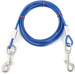 fogman ロングリード ワイヤー 係留 犬 ロープ ランナーケーブル ワイヤー太さ5mm (ブルー,  5m)