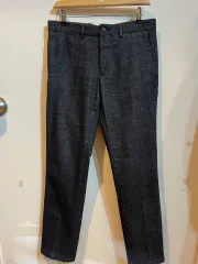 トミーヒルフィガー メンズ ストレートフィット ズボン (31/ウール素材感)