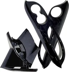 Flatland アルファード ヴェルファイア 30系 前期 後期 内装 カスタム パーツ アクセサリー 後席 ドア スイッチパネル カップホルダー 4pcsセット (黒木目)