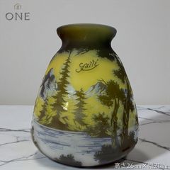 エミールガレ 山景紋 特大 花瓶 カメオ彫り 被せガラス 高さ26cm