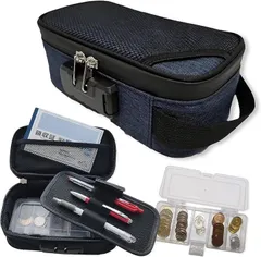 Cielbliss タクシー用釣り銭バッグ 家計管理 ポーチ 釣り銭ケース 集金ポーチ ガジェットポーチ 小型 手提げ金庫 (ネイビー)