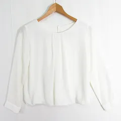 ナチュラルビューティーベーシック NATURAL BEAUTY BASIC シフォン プル ブラウス 長袖 S ホワイト kz11101