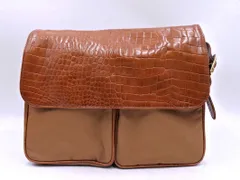 MOSCHINO モスキーノ 型押しレザー コンビ ショルダー バッグ キャメル ■■ レディース