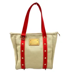ルイヴィトン LOUIS VUITTON ハンドバッグ アンティグア カバMM トートバッグ M40035 キャンバス ベージュ×レッド レディース